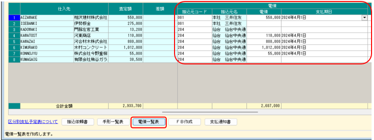 支払査定　電債追加