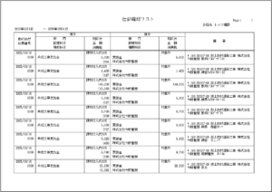 レッツ原価管理Go2の仕訳確認リスト