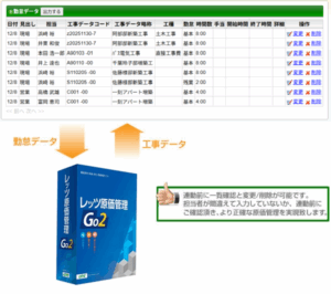 レッツ原価管理Go2と現場日報forWebでデータ連動可能